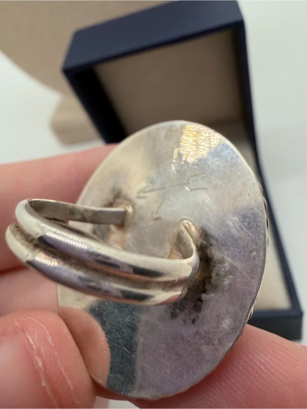 Vintage cardinal shell inlayed sterling ring size 5